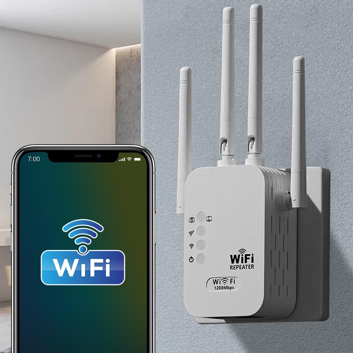 1200Mbps Dual Band WiFi Extenders Signal Booster for Home 2026 - 5GHz & 2.4GHz Model with Ethernet Port, 10000 sq.ft Coverage, Supports 50 Devices, Repeater/AP/Router Modes for Homes & Offices