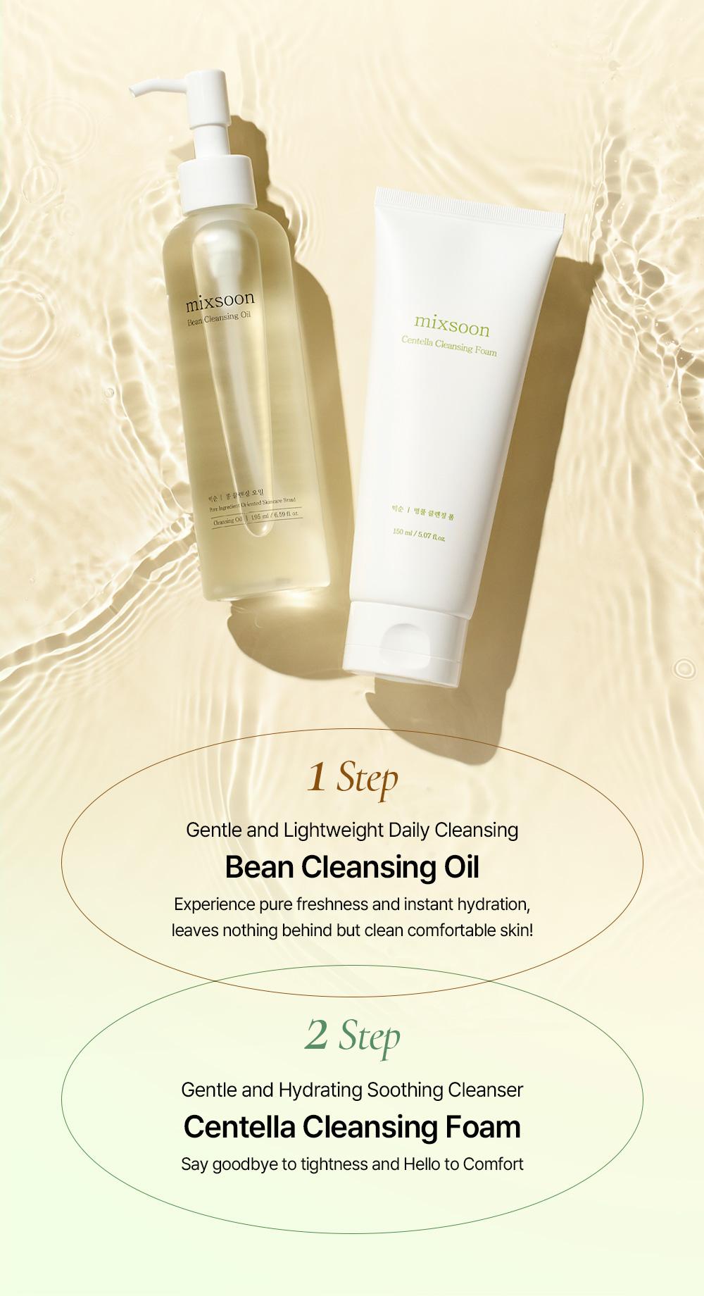 [mixsoon] Deep Pore Cleansing Duo | Double Cleanse for Blackheads & Sebum ControlㅣBean Cleansing Oil 6.59 fl.oz / 195ml + Centella Cleansing Foam 5.07 fl.oz / 150ml