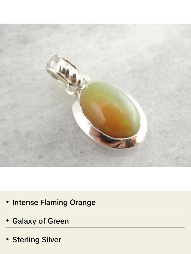 Orange Green Ethiopian Opal Pendant