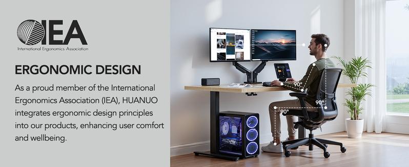 HUANUO Dual Monitor Arm Adjustable Gas Spring Monitor mount for Gaming and Home Office Setups, Monitor Arm hold up to 30" with 19.8 lbs Max Weight and C-Clamp or Grommet Hole Mounting