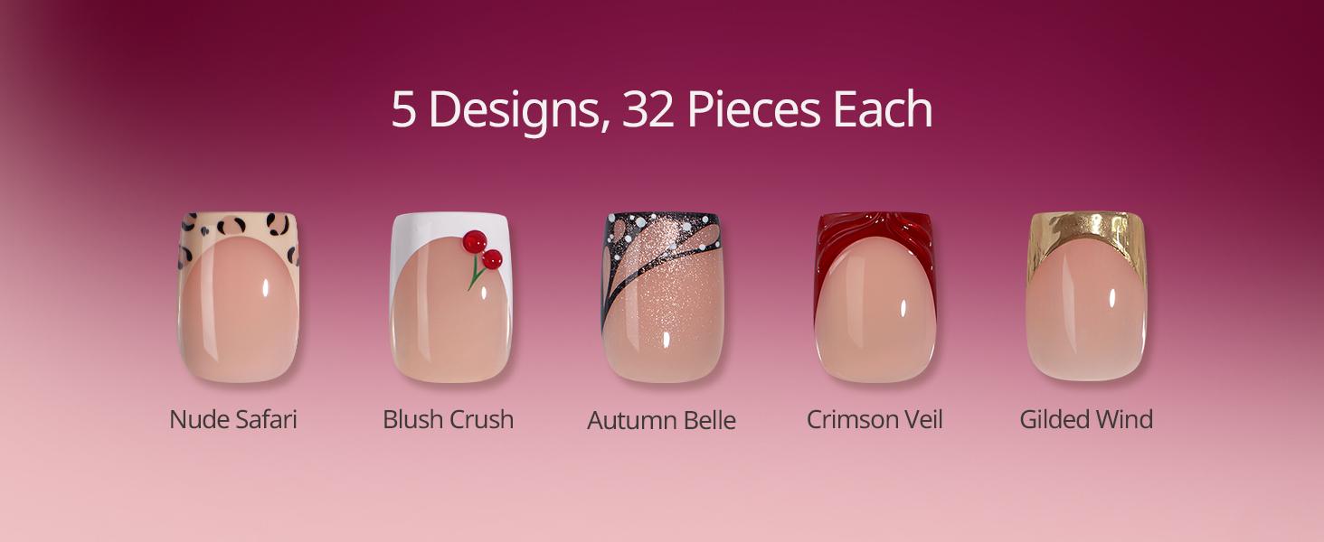 BTArtboxnails x LongHairPrettyNails press on nails Square Almond Oval and Stiletto press on nails with 5 desgins,32 pcs Each