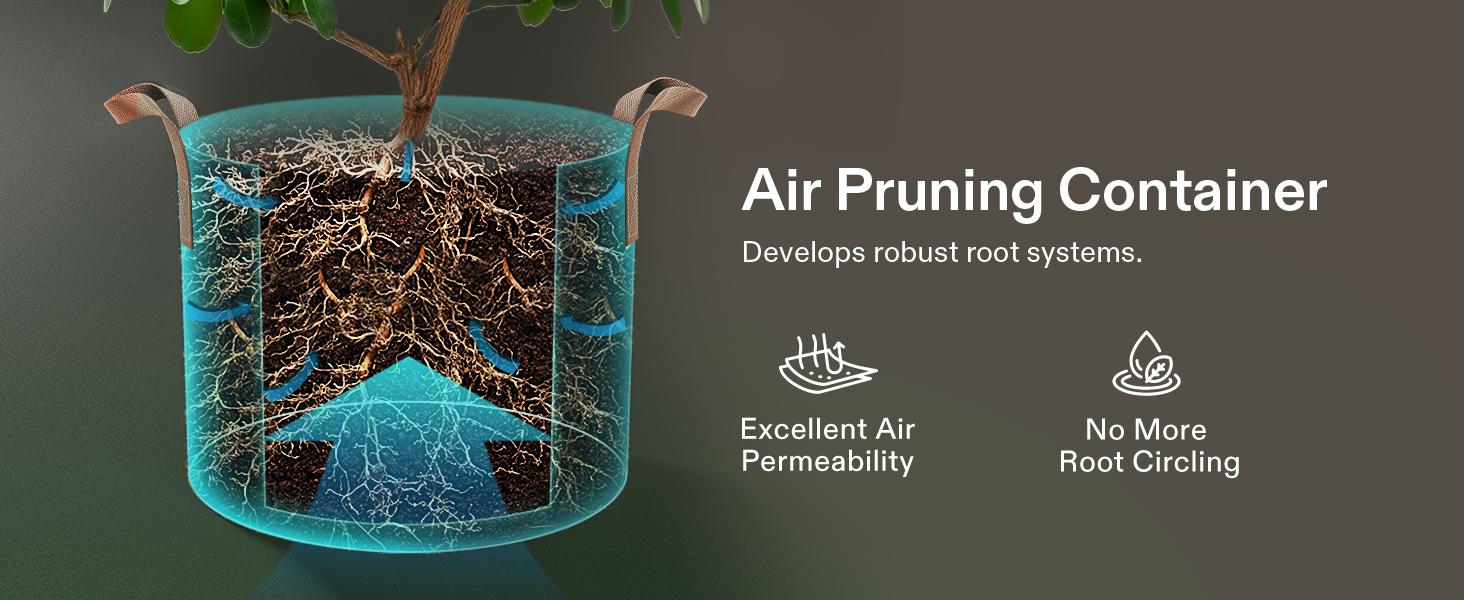 VIVOSUN 5-Pack Grow Bags Heavy Duty Thickened Nonwoven Fabric Pots with Strap Handles Tan