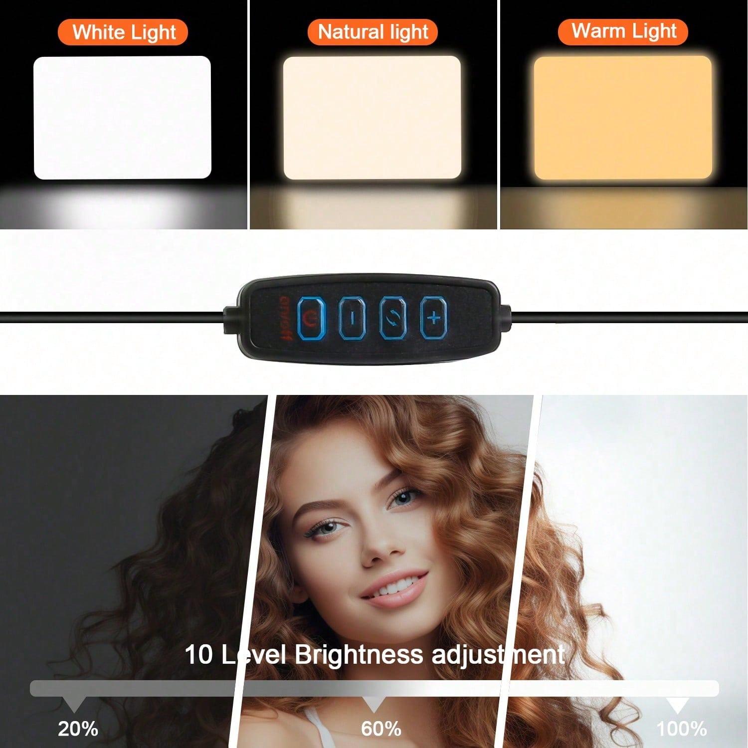 10" LED Square Light Panel with 57" Adjustable Tripod, Dimmable Brightness Control 3 Color Temperature (2200K-4500K) for Video Recording, USB-Powered, Ideal for YouTube TikTok Instagram Content Creation (1PCS)#valentine's day gifts#Super Bowl