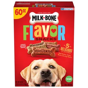 Milk Bone Flavor Snacks Large Dog Biscuits, Flavored Crunchy Dog Treats, 60 oz