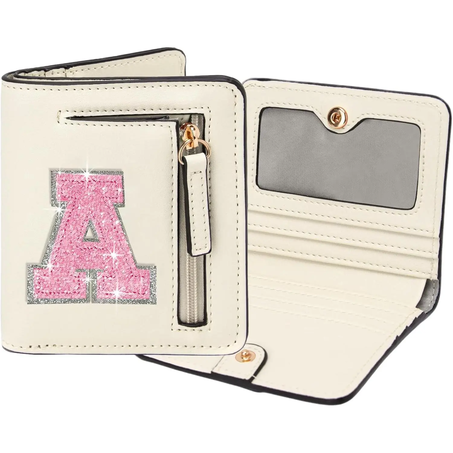 Birthday Gifts for Teen Girl Kids Wallet Girl Wallets Small Initial Rfid Wallet Teen Girls Gift Preppy Stuff for Girls Beige A