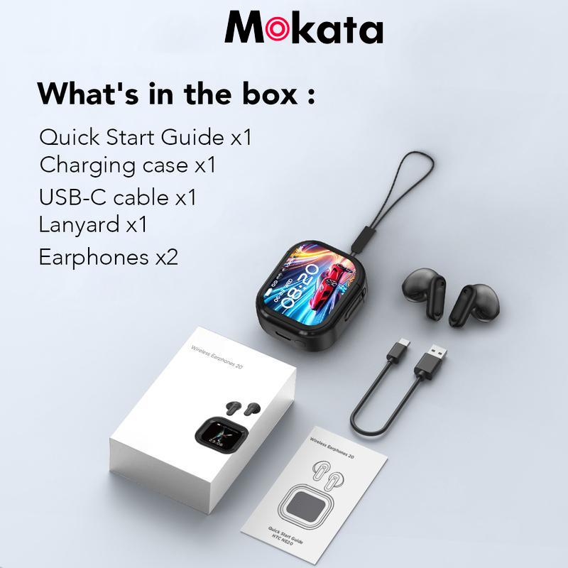 MOKATA Bluetooth 5.4 Earphones LED Display High Fidelity Waterproof Wireless Earphones | Suitable for Office, Sports, Study and Audio Calls | Built-in Microphone | Earphones