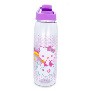 Sanrio Hello Kitty and Joey Rainbow Plastic Water Bottle With Screw-Top Lid