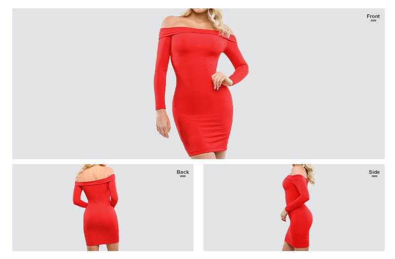 Popilush The Shapewear Dress Off Shoulder Long Sleeve Midi Dresses Womenswear Lady Casual Underwear Longsleeves Casual Wear Basic