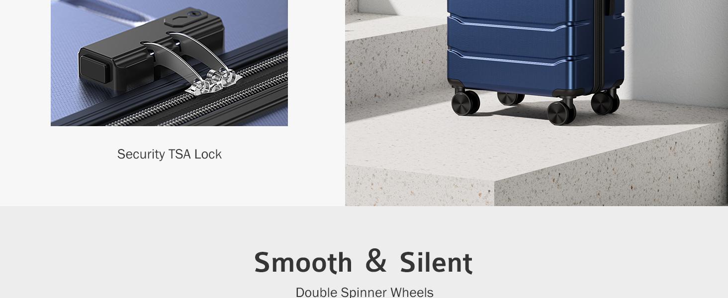 Carry on Luggage, Hard Shell ABS Suitcase with Double Spinner Wheels, Lightweight Expandable Rolling Luggage with TSA Lock