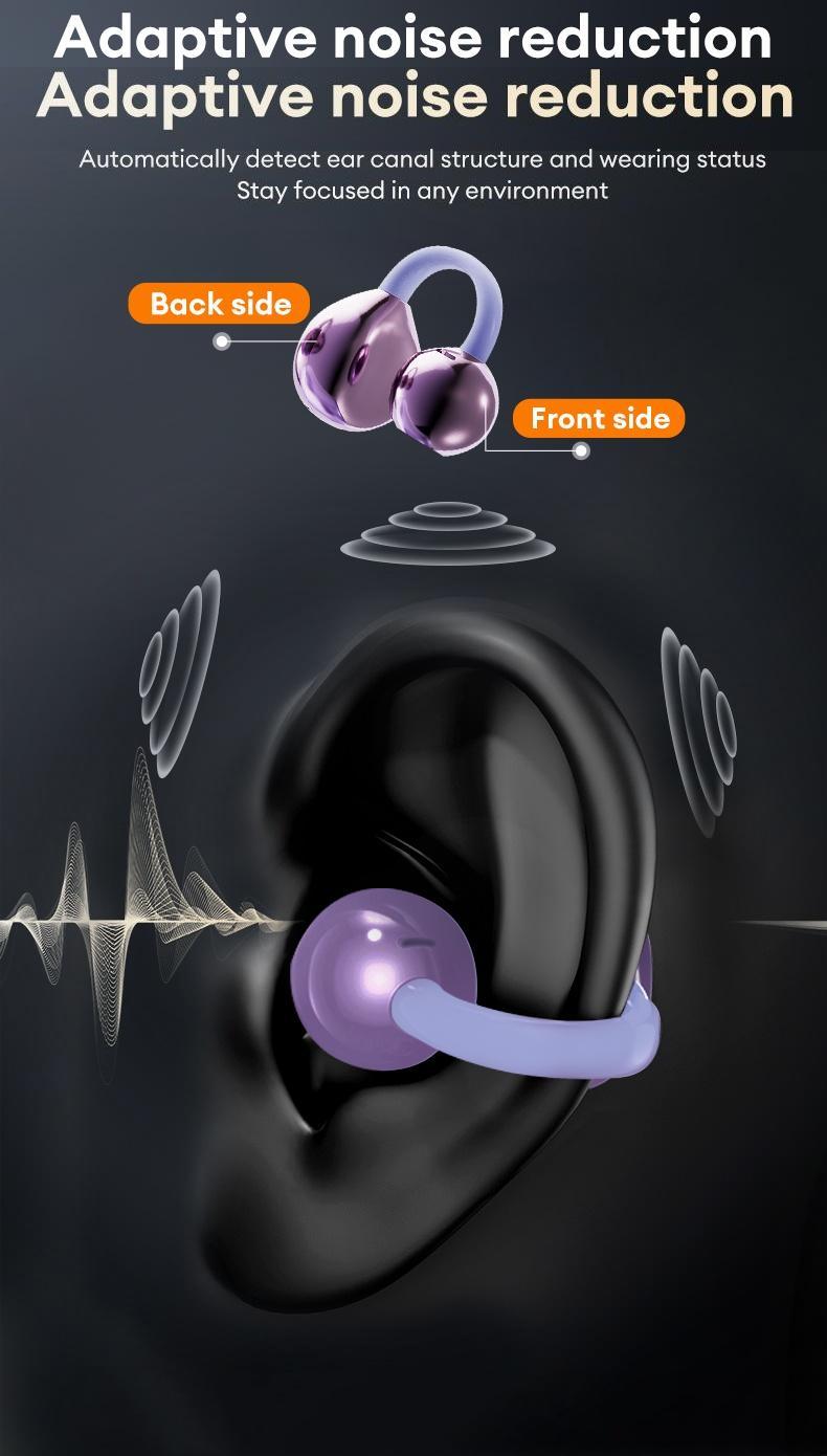 HYUNDAI M100 Clip-On Ear Headphones with Audio-Visual Touch Screen, Wireless Audio Headphones for Music & Phone Calls, Sport Waterproof & Sweatproof, with 2025 Bluetooth 6.0 for Faster, Stable Connection & Low Power Use