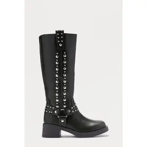 Timberly Studded Knee High Boots - Black 1