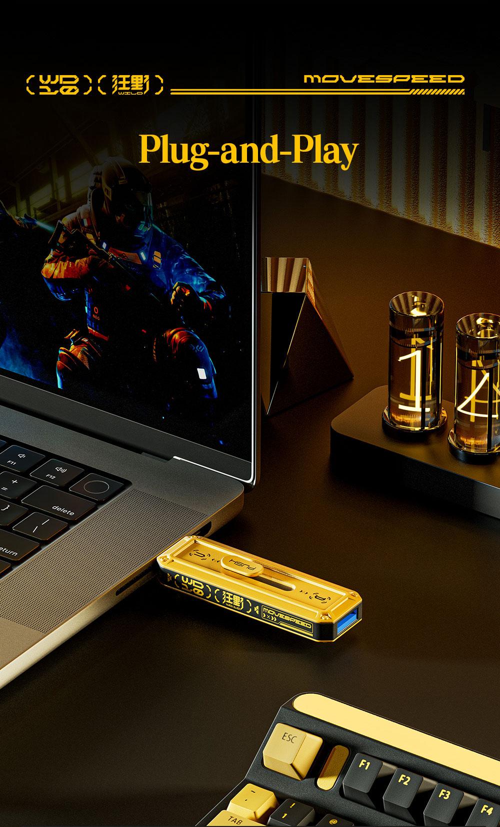 MOVE SPEED 1TB Flash Drive - 1000MB/s Read & Write Speed, Wild Series，USB 3.2 Gen2 + Type-C Dual Interface, 3-Stage Push-Pull Design with Lanyard - Compatible with iPhone 15, MacBook, Android Phones, and More,Father's Day gift
