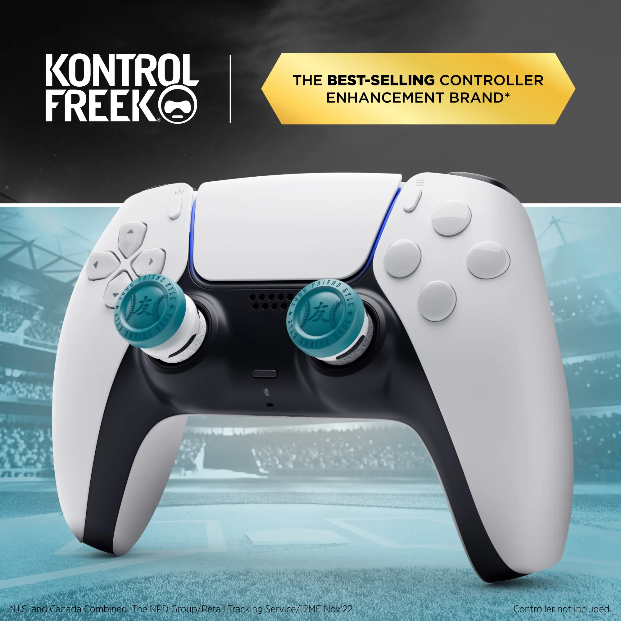 KontrolFreek Custom Baseball Precision Sports Thumbstick Controllers Kit - PS5 Console Accessories, Resistance-Enhanced YourFriendKyle Edition, Ps5 Accessories, Precision Rings