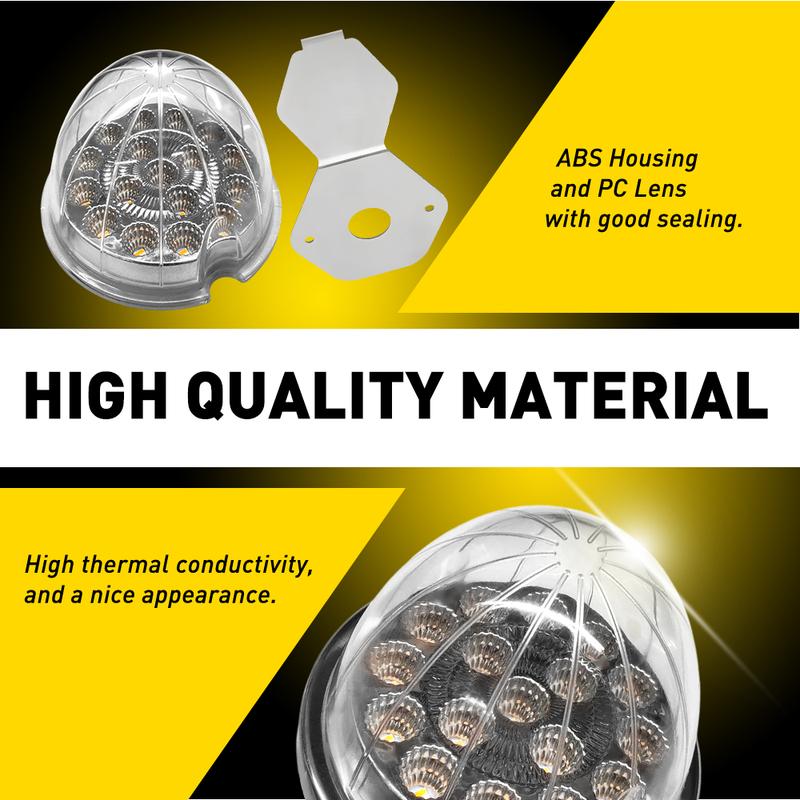 AUXITO LED Lights w/ Chrome Ring + Watermelon L-Bracket 2X For Semi Tractors 12V Trucks