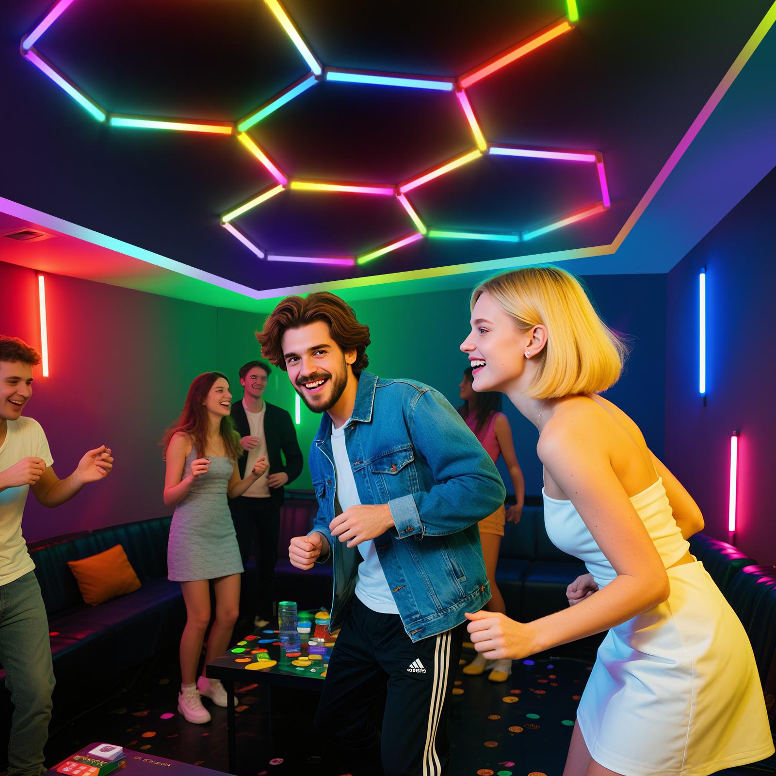 HYPERLITE RGB Hexagon Light Smart Modular Honeycomb Light App & Remote Control LED light Music Sync DIY Colors Ceiling light Gaming Room Party Office Garage Light LED Wall Decor light, SpringGlowUp