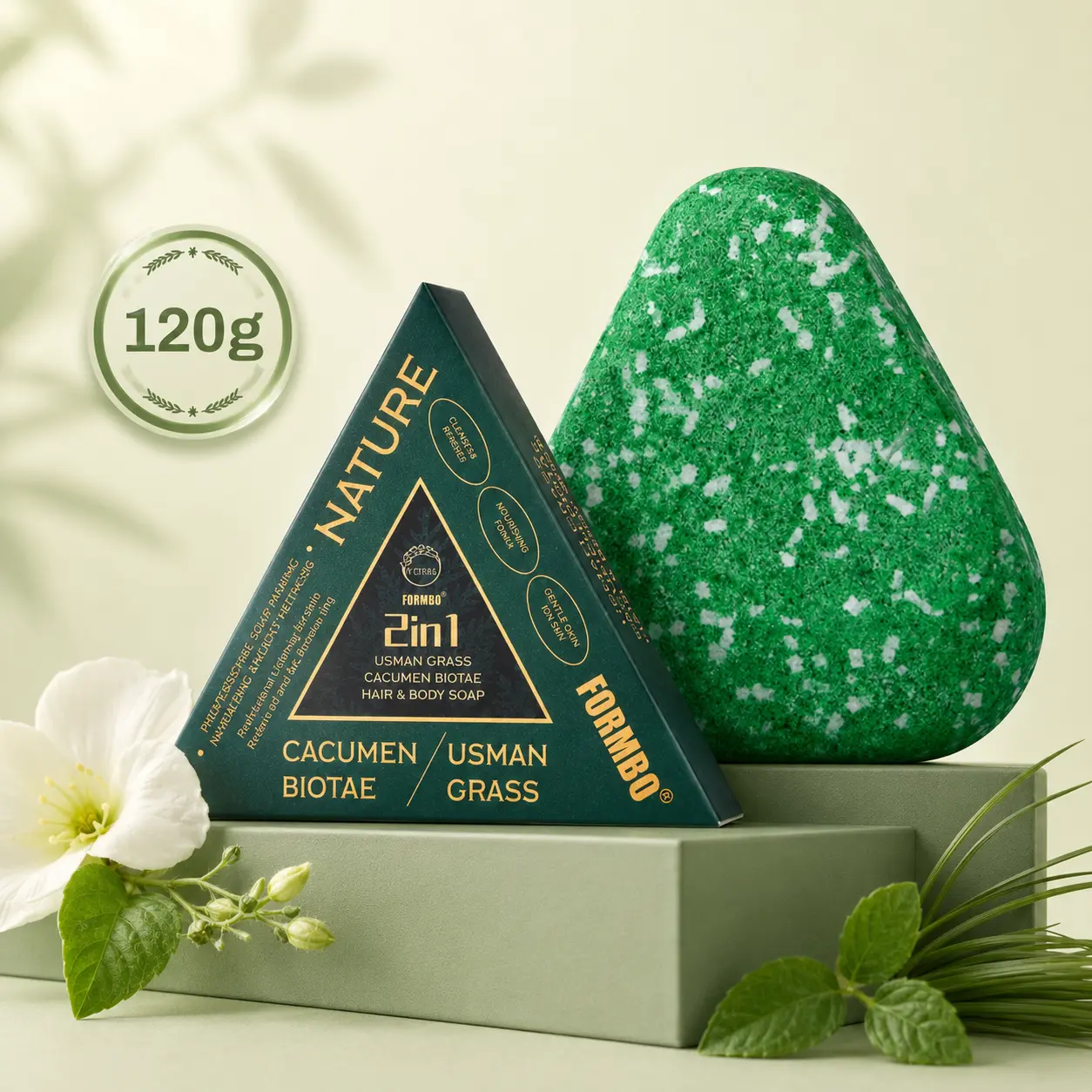Usman Grass Oriental Arborvitae LeafShampoo Bar, Strengthens Roots, Reduces HairFall, for Thinning Hair, Anti-Hair Loss, Hair Growth,Oil Control, Dandruff Relief, Repair, Nourish