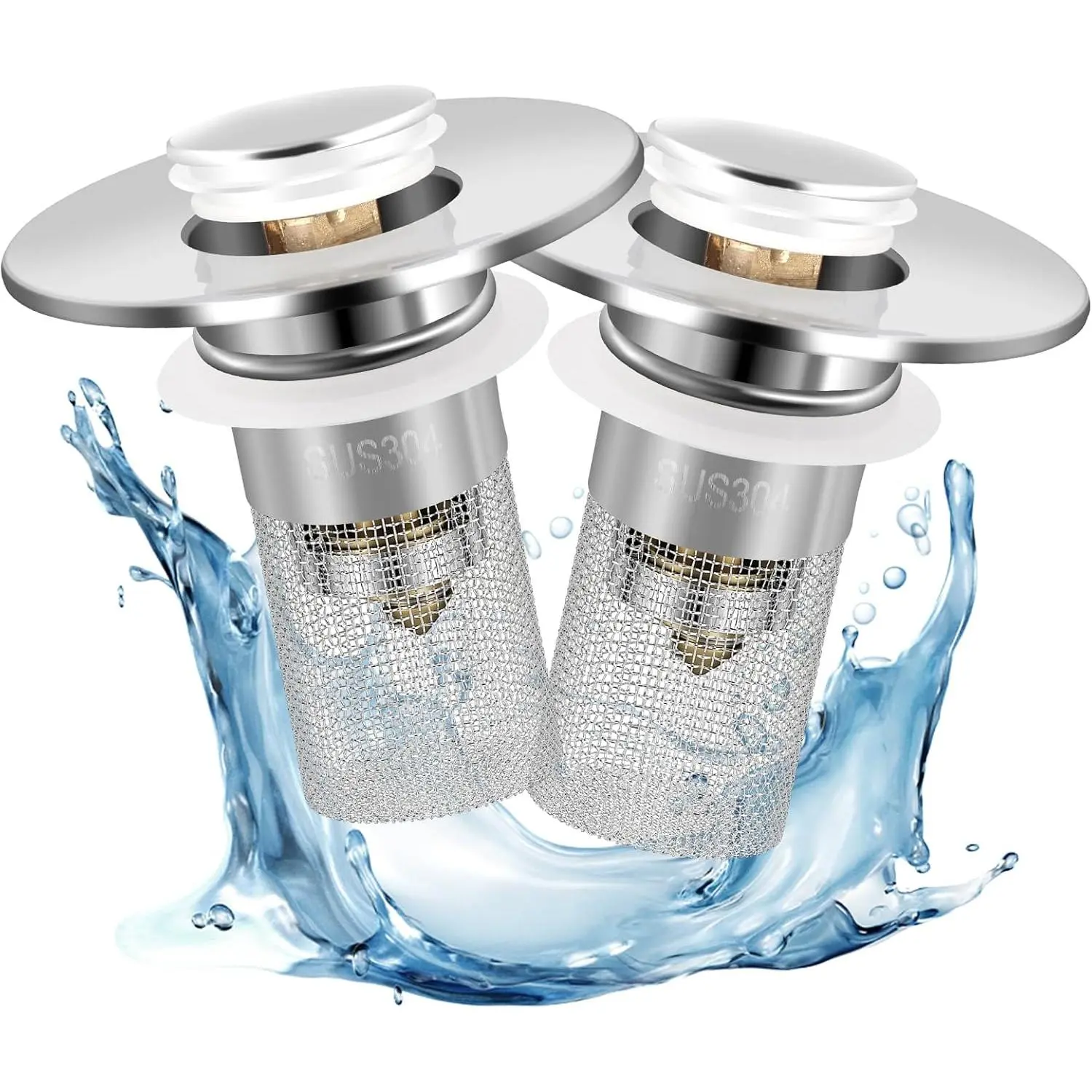 Bathroom sink Stopper,HairCatcher,drainplug,sink drain filter,2 in 1 sinkdrain,anti-odorstopper,jewlery saver,portableshower drain hairstopper,sink bathtubshower,anti-clogfilter,universal drain haircatcher,stainless steelmetal,drain hair filter