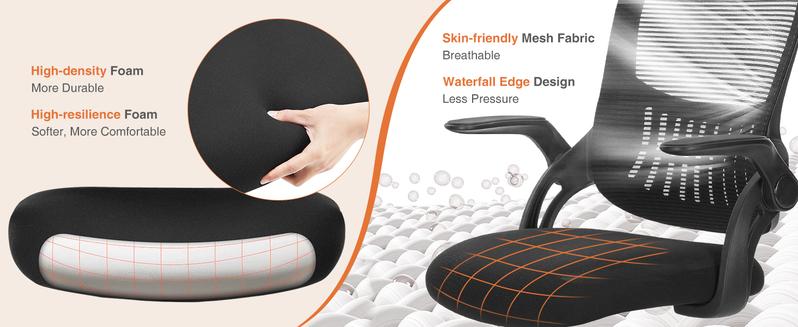 Home Office Computer Desk Chair, Ergonomic Mid-Back Mesh Rolling Work Swivel Task Chairs, Comfortable Lumbar Support, Comfy