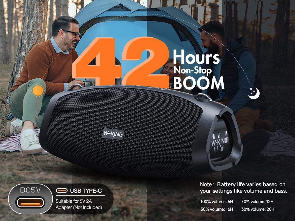 W-KING 120W Outdoor Bluetooth Speaker Portable Wireless IPX6 Waterproof with Triple Passive Radiators 2 Subwoofers 70W Deep Bass DSP 42H Power Bank EQ Large Party Audio