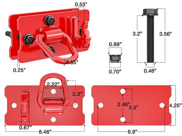 Nilight 2PCS Tractor Bucket Hooks with Tie Down Ring, Grade 70 Grade Forged Steel Bolt-On Grab Hook with Back Plates for Tractor Bucket RV UTV Truck MBS 15000 lbs, Red Nilight 2PCS Tractor Bucket Hooks with Tie Down Ring, Grade 70 Grade Forged Steel Bolt-On Grab Hook with Back Plates for Tractor Bucket RV UTV Truck MBS 15000 lbs, Red