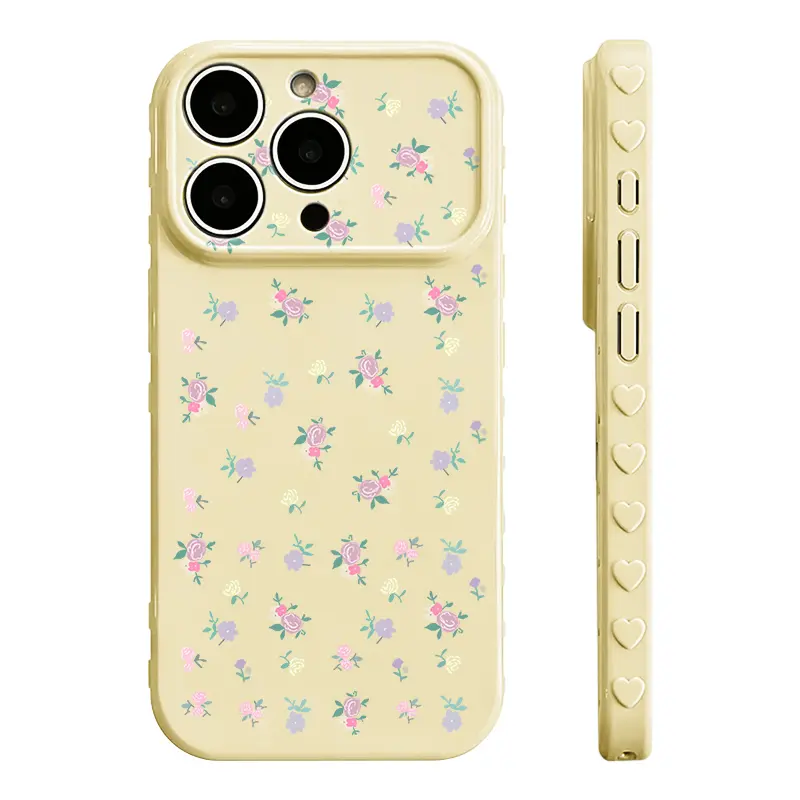 Vintage Cottagecore Mini Rose Phone Case, Delicate Tiny Floral Print, Slim Lightweight Glossy Anti-Scratch Full Protection Cute Minimalist Cover Compatible with iPhone 13-17 Series