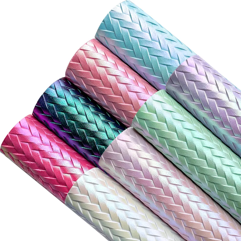 Pre-Cut Iridescent Woven Pattern Artificial Leather Fabric Pieces, 8 Pcs 8×12 in Synthetic Woven Texture for DIY Earrings, Handcrafts, US Warehouse In-Stock Pre-Cut Fabric, Fabric Pieces Fabric
