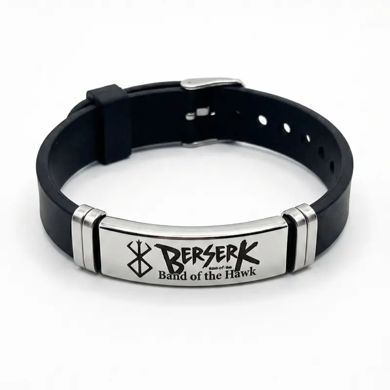 Band of the Hawk Leather & Steel Wristband Guts Anime Jewelry for Men & Women Manga Gift Unisex Punk Gothic Streetwear