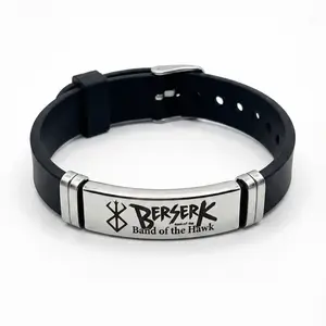 Band of the Hawk Leather & Steel Wristband Guts Anime Jewelry for Men & Women Manga Gift Unisex Punk Gothic Streetwear