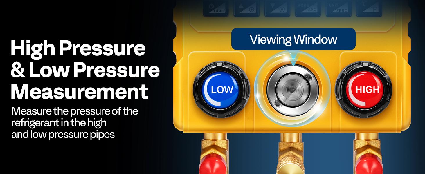 VIVOHOME Digital HVAC Manifold Gauge Set with R134a R1234yf Quick Couplers and Can Taps, Refrigeration Car AC Gauges with 3 Hoses for R134a R410a R32 R1234yf R454B Refrigerant Recharge Kit Air Conditioning Portable Automotive diagnostic tool