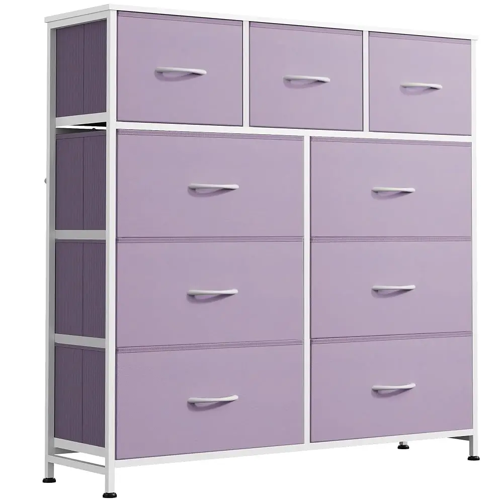 WLIVE 9-Drawer Dresser for Bedroom, Fabric Storage Tower with Fabric Bins, Steel Frame, Wood Top & Easy-Pull Handles, Closet Storage Cabinet, Tall Organizer Unit for Bedroom & Hallway
