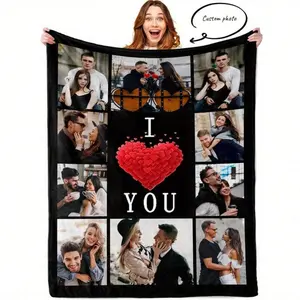 Customizable personalized photos, popular cozy flannel blankets, soft and comfortable, suitable for all seasons, perfect for office lunch breaks, lazy moments on the sofa, warm bedroom , outdoor trips, customized gifts for couples, bed accessories