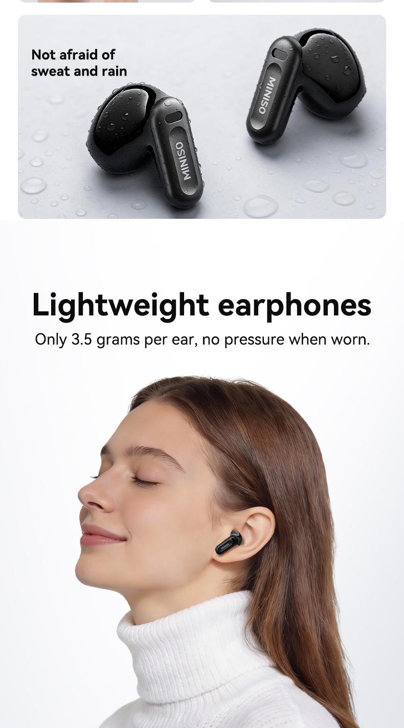 MINISO MS109 Bluetooth 6.0 Earphones High Fidelity, In Ear Earbuds,Waterproof Wireless Earphones | Suitable for Office, Sports, Study and Audio Calls | Built-in Microphone | Gaming Bluetooth Earphones