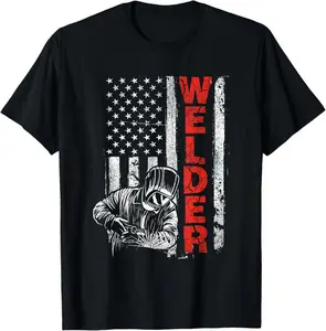 100%25 Cotton USA American Welding Worker Metalworking Lover T-Shirt Fabric Menswear gift for all streetwear