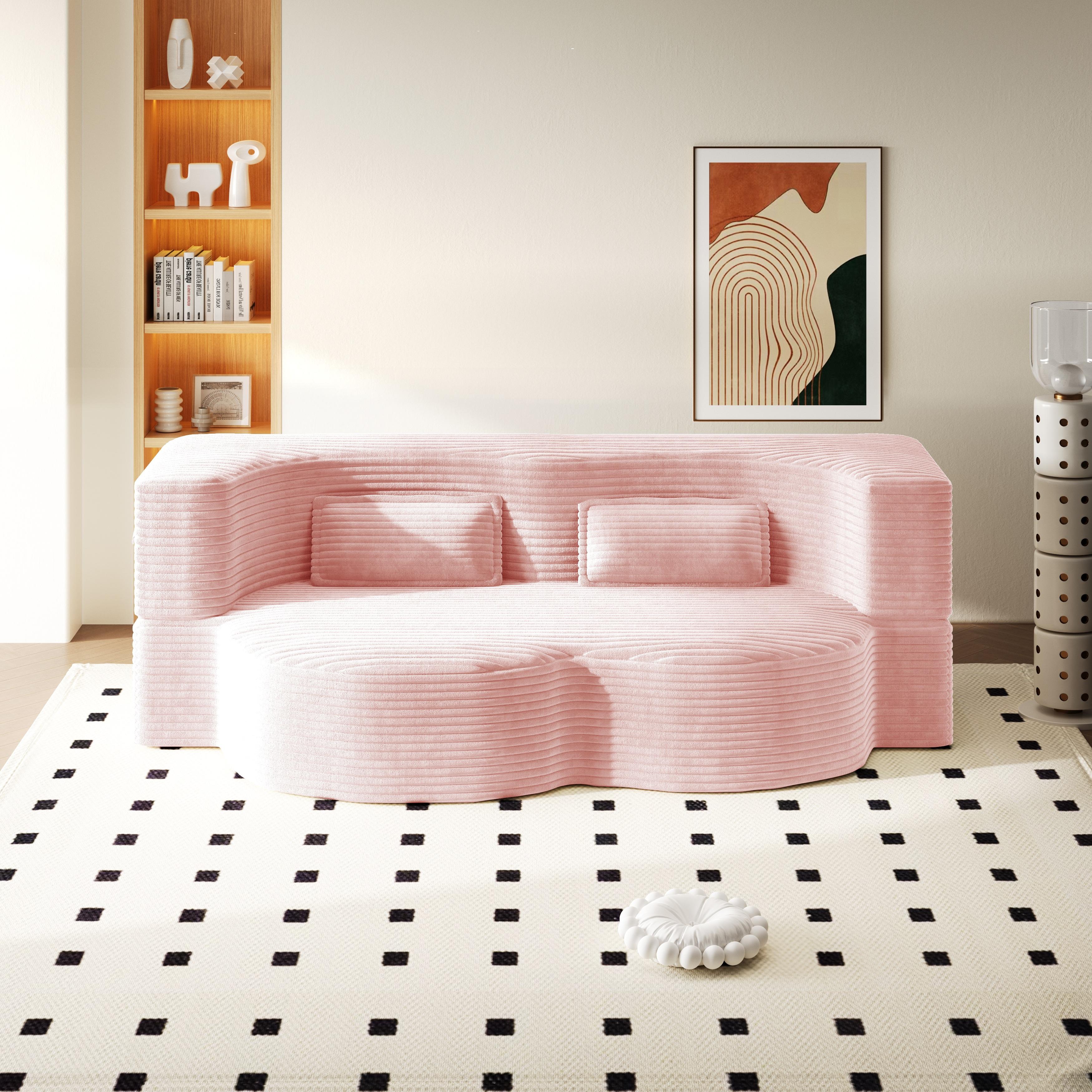 Eyisean 78in Corduroy Upholstered Padded Seat Sleeper Sofa Bed - Modern 2-in-1 Full-Size Foldable Durable Polyurethane Foam Mattress with 2 Pillows, Boneless Couch for Living Room/Dorms, 78"l x 54"w x 30"h, No Assembly Required for Everyday Relaxation Eyisean 78in Corduroy Upholstered Padded Seat Sleeper Sofa Bed - Modern 2-in-1 Full-Size Foldable Durable Polyurethane Foam Mattress with 2 Pillows, Boneless Couch for Living Room/Dorms, 78"l x 54"w x 30"h, No Assembly Required for Everyday Relaxation