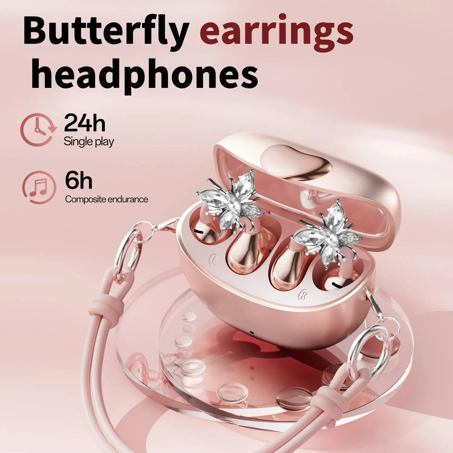 【Flash Sale Price】M106 Fashionable Clip-On Wireless Headphones with Handbag‑Style,Comfortable Fit, Bluetooth 6.0，HiFi Sound, Sport & Travel Ready, Perfect Gift for Girlfriend, Audio Earbuds for Music & Calls，noise cancelling headphones gamingheadset