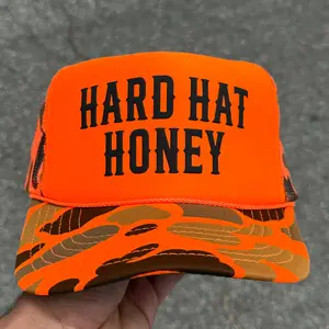 Hard Hat Honey Puff Print Trucker Hat Trendy Unisex Hats