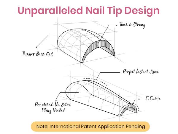 Beetles Tipex Pre-Building Instant Apex Nail Tips –  Square Stiletto Almond Coffin,  Pre-Etched, Thick Full Cover Acrylic Tips Manicure Art DIY Gift for Women Cutics