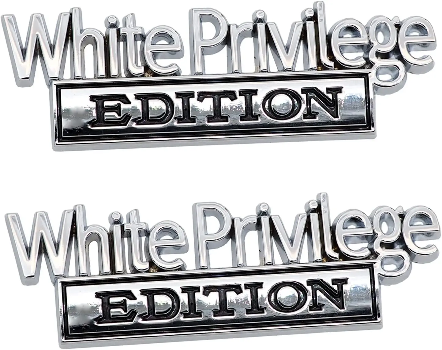 2 Pack Metal White Privilege Edition Emblem Car 3D Fender Badge Decal Replacement for Universal Vehicles, Cars, Truck, SUV 2PCS