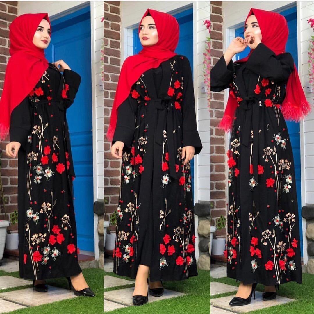 Lovely Floral Open Abaya