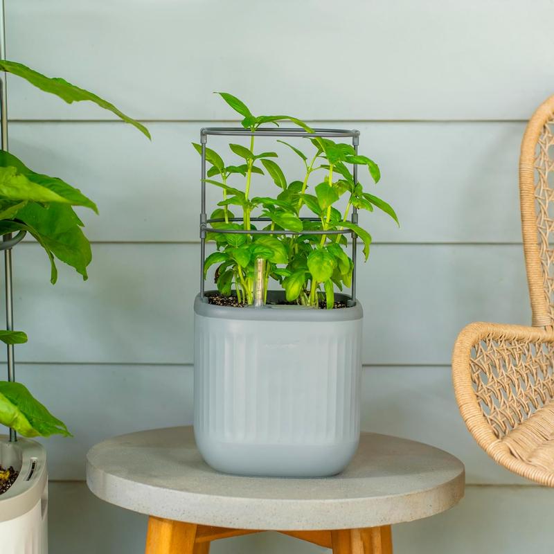 Vego Garden Mini Planter Indoor Pots with Trellis Self-Watering Herb Countertop Planter for Climbing Vegetables Flowers Mint Plants Cage 1.1L Water Storage 15-Day Watering System