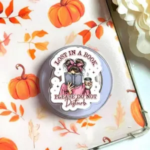 Cute Lost In A Book Magsafe Phone Grip Detachable Magnetic Kickstand, Funny Bookish Custom Gift For Book Lovers Readers Daily Use