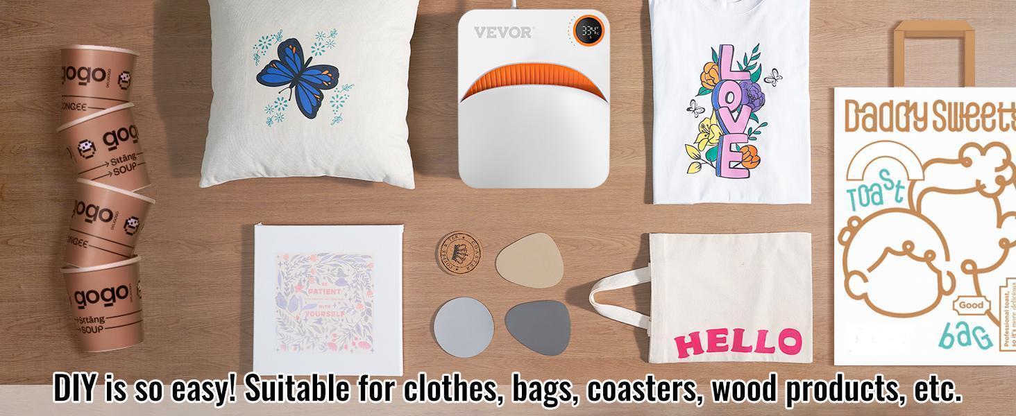 VEVOR Heat Press Machine, 10x12inches Portable Shirt Printing Multifunctional Sublimation Transfer Heat Press Machine Teflon Coated, Easy Iron-on Press for T-shirts/Bags/HTV/Pillows Vinyl Projects