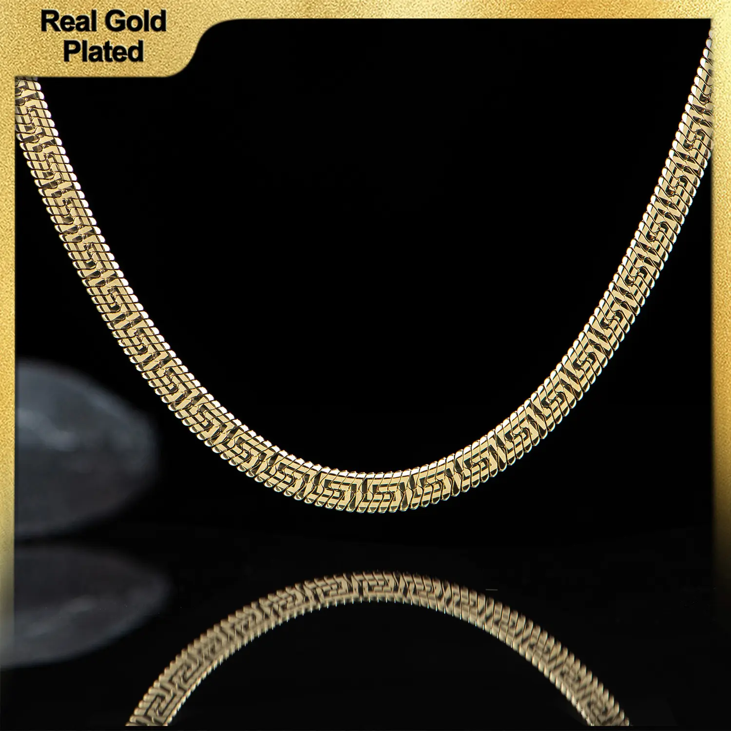 Holylegend 14K Real Gold Plated Herringbone Chain Necklace for Men - Tarnish Resistant 14K Stamp,Father's Day Gift