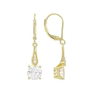 JTV Moissanite 14k Yellow Gold Over Silver Dangle Earrings 2.48ctw DEW.