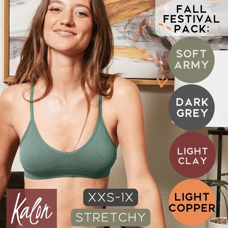 Kalon Racerback 4-Pack Women's Seamless Bralettes All Day Comfy