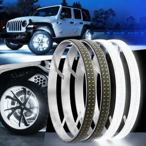 MICTUNING 15.5"/17" 5-Row Pure White Wheel Lights, Ultra-Bright Wheel Ring Lights for for Truck SUV Car Offroad, IP68 Waterproof