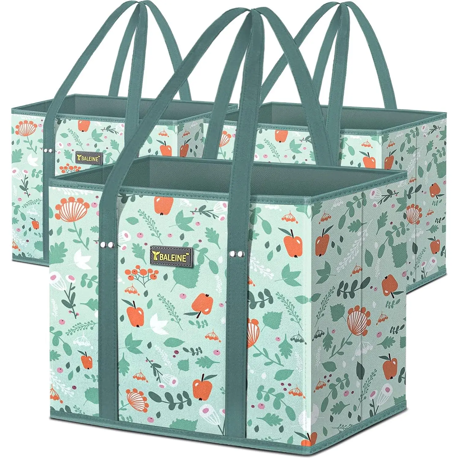 3-Pack Reusable Grocery Bags – Heavy-Duty Foldable Shopping Totes with Reinforced Bottom, Extra-Long Handles & Water-Resistant Fabric – Compact Eco-Friendly Bags for Groceries, Travel, or Market Trips,dorm room inspo,college dorm essentials,dorm haul