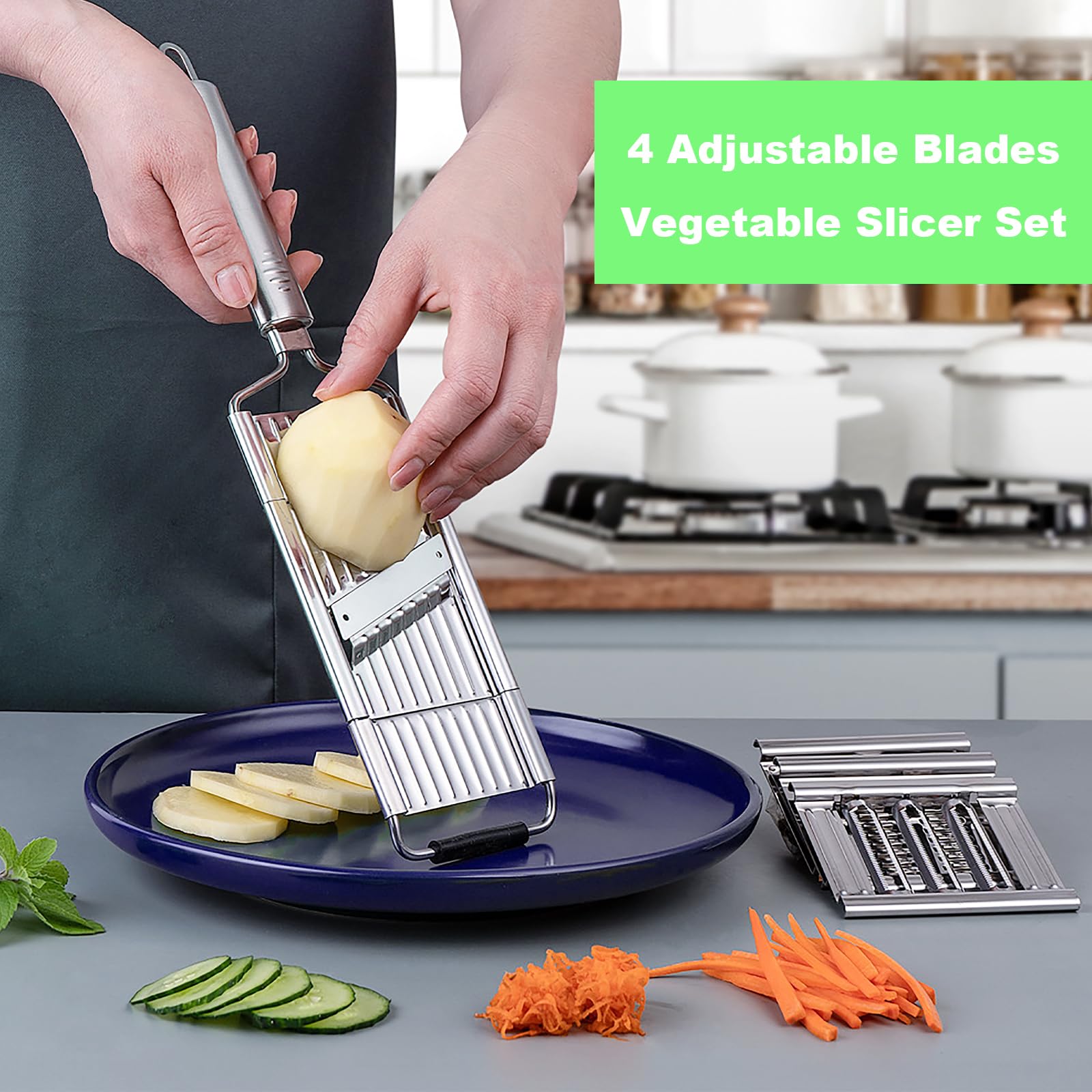Multi-functional Vegetable Slicer with Cheese Grater Adjustable Stainless Steel Blade Comfort Grip Safety Features Easy to Clean Carrot Grater Cabbage Shredder Cucumber Slicer for Kitchen Multi-functional Vegetable Slicer with Cheese Grater Adjustable Stainless Steel Blade Comfort Grip Safety Features Easy to Clean Carrot Grater Cabbage Shredder Cucumber Slicer for Kitchen
