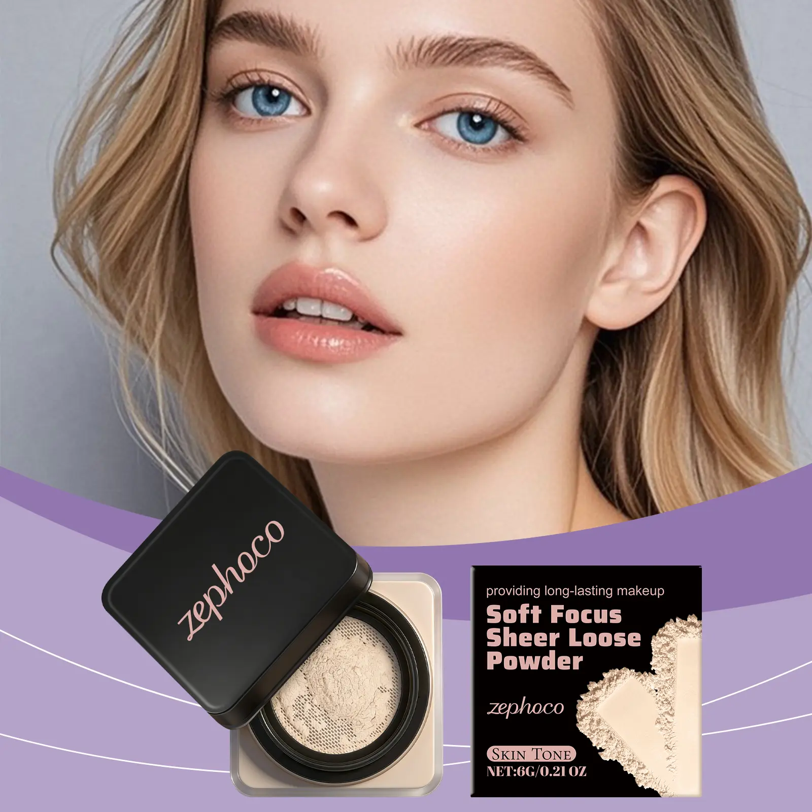 Waterproof Setting Powder, Translucent Powder Setting Powder, Loose Powder Makeup for Oil Control, Sweat Proof Long Lasting Matte Finish for All Skin Makeup