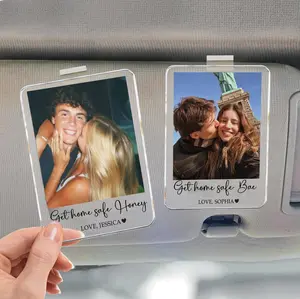 Personalized Couple Photo Car Visor Clip, Drive Safe I Love You, Valentines Gift For Him, Gifts For Boyfriend, Husband, Drive Safe Gift